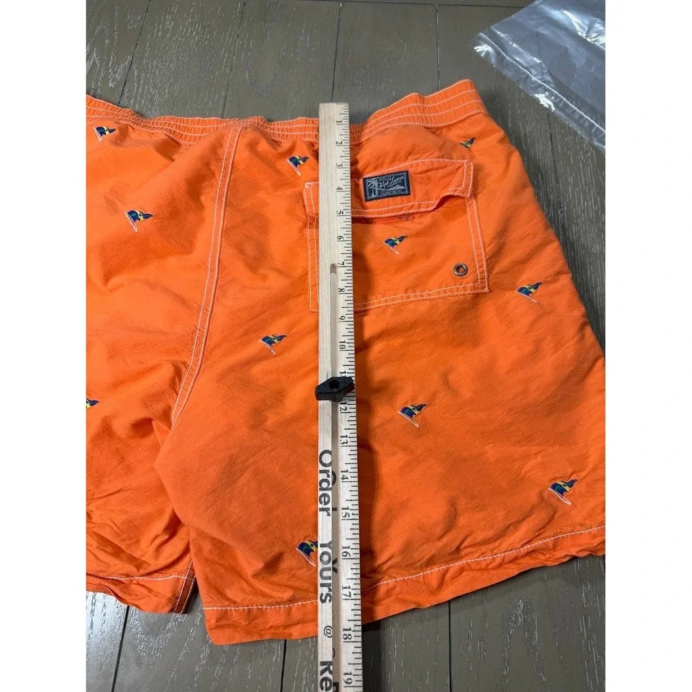 Polo Ralph Lauren Mens Swim‎ Shorts XL Orange Lined  Embroidered Flags
